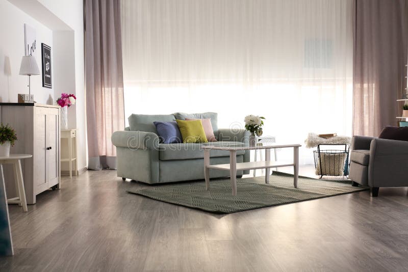 Elegant interior of living room with comfortable sofa and armchair royalty free stock images Elegant interior of living room with comfortable sofa and armchair royalty free stock images