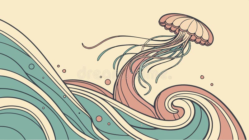Elegant jellyfish floating in ocean waves, mesmerizing underwater creature vector design Generative AI royalty free illustration