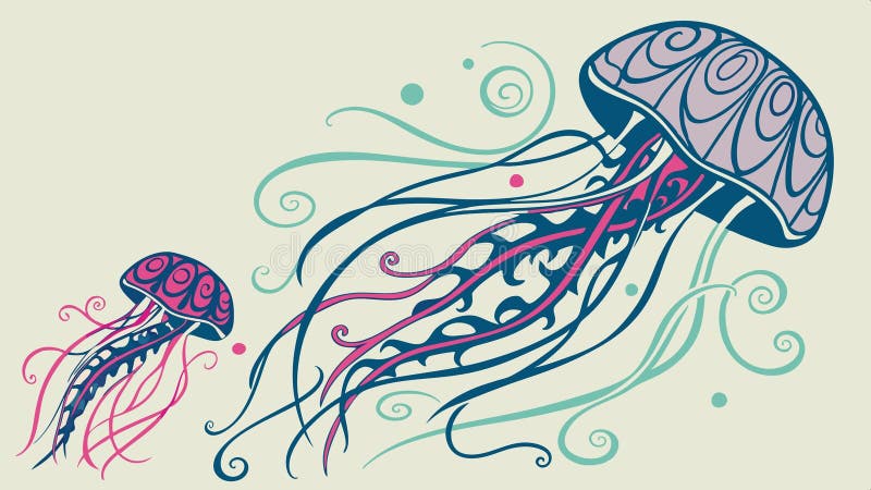 Elegant jellyfish in ocean, graceful marine creature vector design Generative AI stock illustration