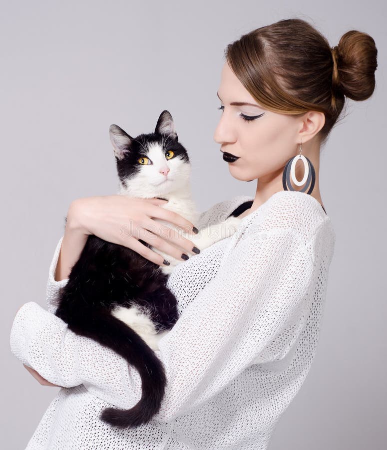 Lady Holding Cat