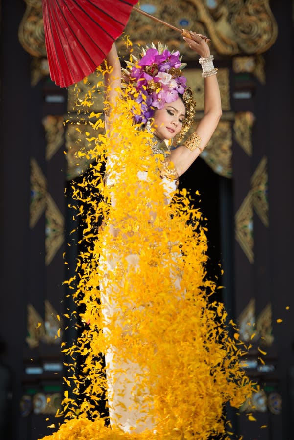 An Elegant Lanna Woman Chiangmai North Thailand Stock Image Image Of 