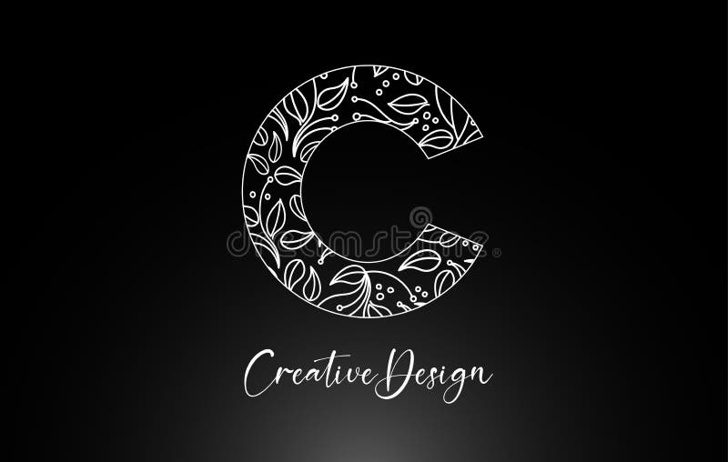 Elegant Letter C Logo Made of Flowers and Leafs in Monoline Creative ...