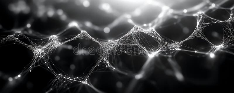 Elegant low-poly network design in monochrome vector illustration