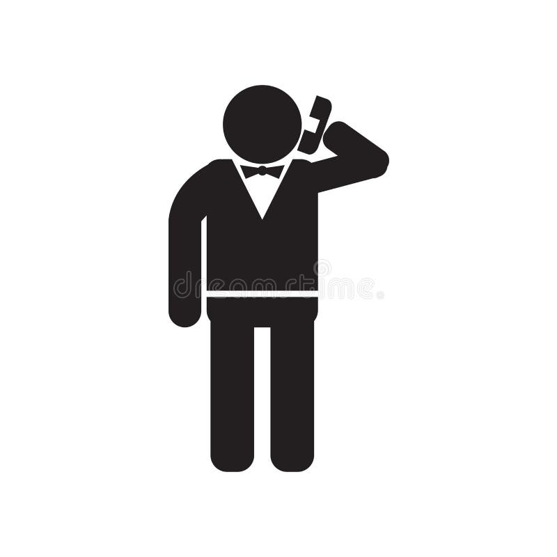 Elegant man talking through phone icon vector sign and symbol isolated on white background, Elegant man talking through phone logo royalty free illustration Elegant man talking through phone icon vector sign and symbol isolated on white background, Elegant man talking through phone logo royalty free illustration