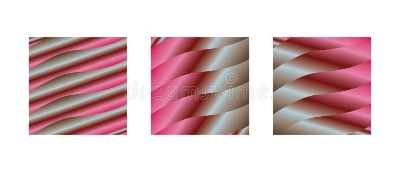 Elegant Metallic Gradient Backgrounds with Wavy Pink Bronze and Silver Fluid Textures for Design Use stock illustration