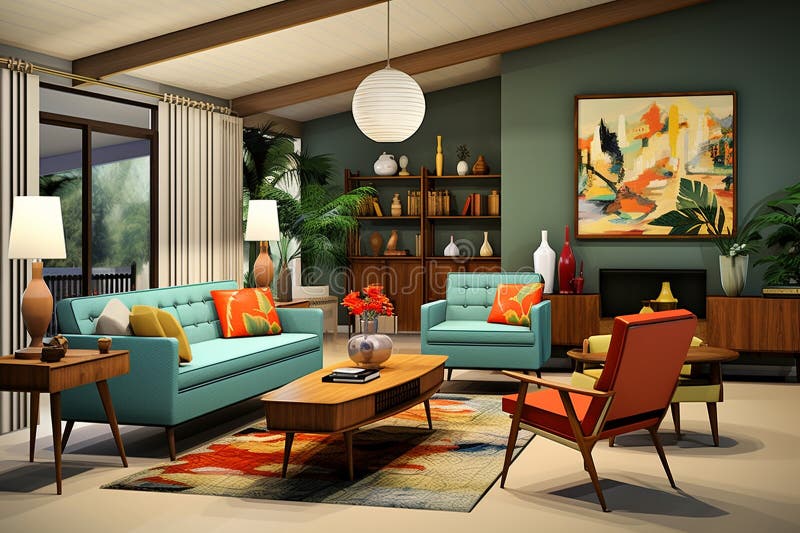 Image showcasing Elegant Mid Century Large 3 Seater Sofa Couch with Flared Arms and ...