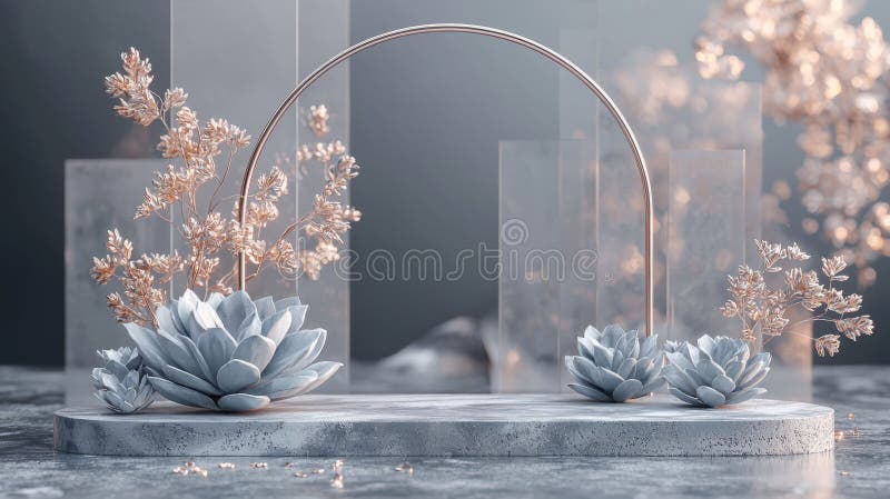 Elegant Minimalist Podium with Botanical Elements