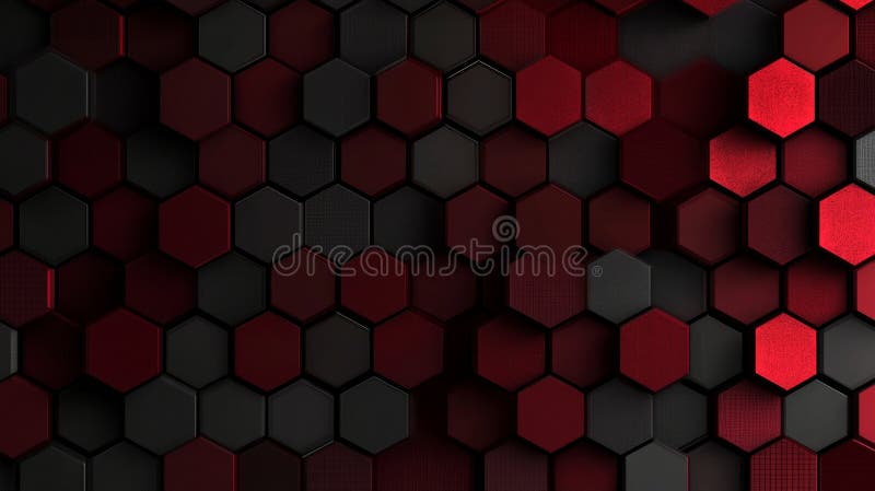 Elegant model de hexagoane întunecate minimaliste Abstract negru și Burgundia Design de fundal geometric stock illustration