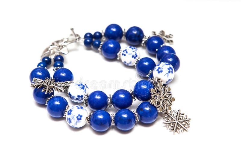 Elegant and modern bracelet made from jade, ceramic and silver royalty free stock image