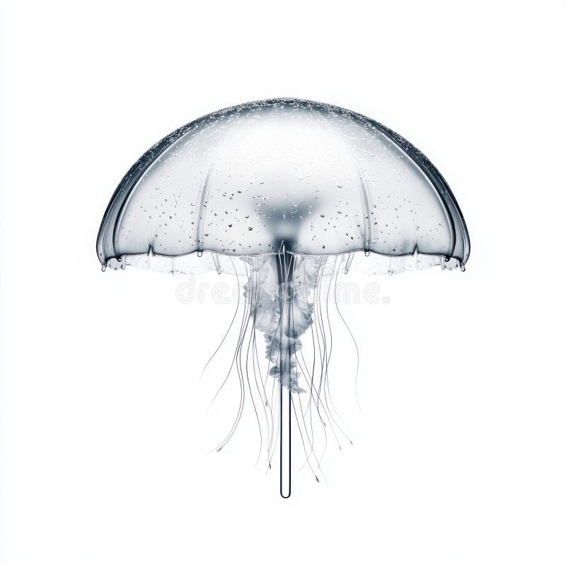 Elegant moon jellyfish gracefully floats, isolated against a pristine white backdrop showcasing its translucent form. stock image