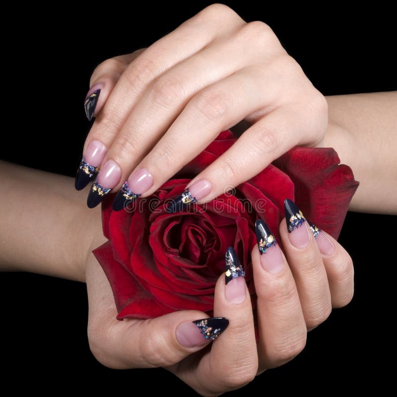 Red French Manicure Design Roses On Stock Photo 709421191 | Shutterstock