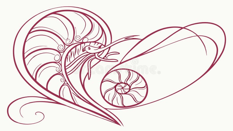 Elegant Nautilus Shell Spiral Illustration, vector design Generative AI stock illustration