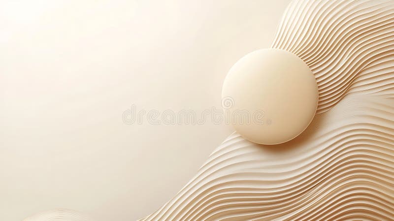 Elegant neutral background with wavy lines and sphere minimalist aesthetic perfect for presentations or graphic des stock illustration