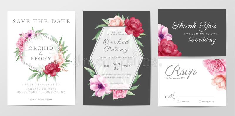 Elegant ontwerp van de uitnodigingskaart voor een waterkleurenbruiloft met rozenbloemen vector royalty-vrije illustratie Elegant ontwerp van de uitnodigingskaart voor een waterkleurenbruiloft met rozenbloemen vector royalty-vrije illustratie