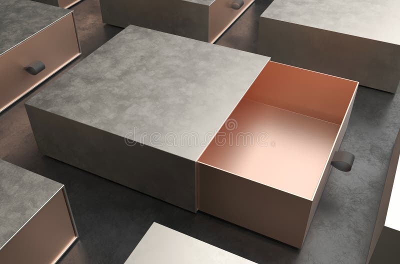 Download Elegant Open Leatherand Gold Gift Box Mockup On Black Background. Luxury Packaging Box For ...