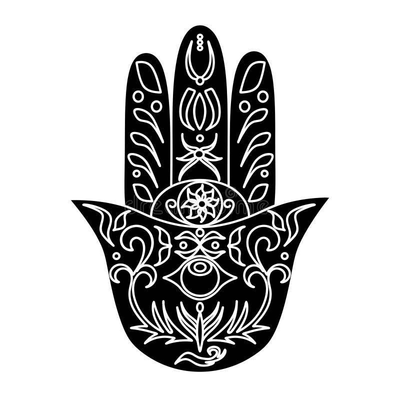 Elegant Ornate Hand Drawn Hamsa. Hand of Fatima Stock Vector ...