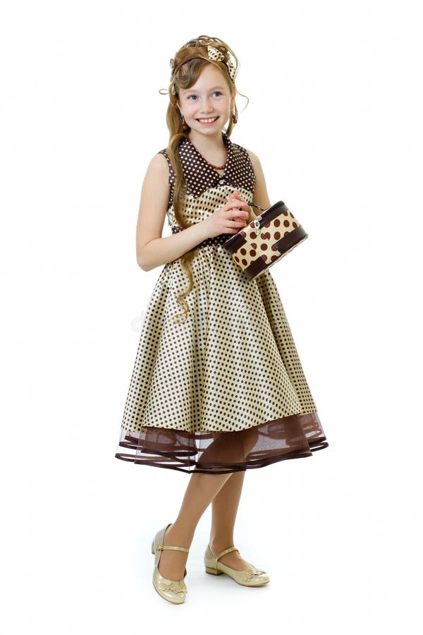 Elegant ouderwets gekleed geïsoleerdc meisje stock afbeeldingen Elegant ouderwets gekleed geïsoleerdc meisje stock afbeeldingen