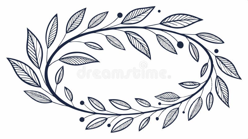 Elegant oval frame made of interconnected leafy branches vector design Generative AI stock illustration