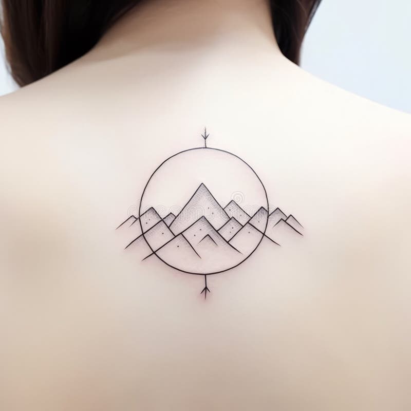Minimalist mountain tattoo on the tricep