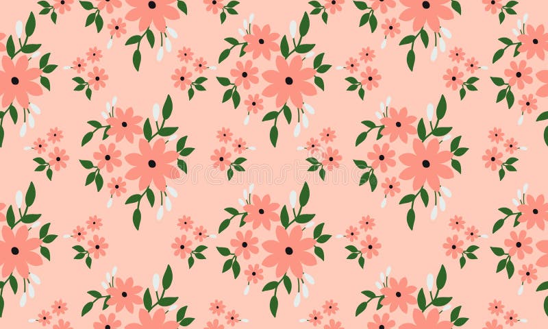 Elegant Peach Flower Wallpaper on Bright Peach Background Stock Vector -  Illustration of pink, botany: 164514669
