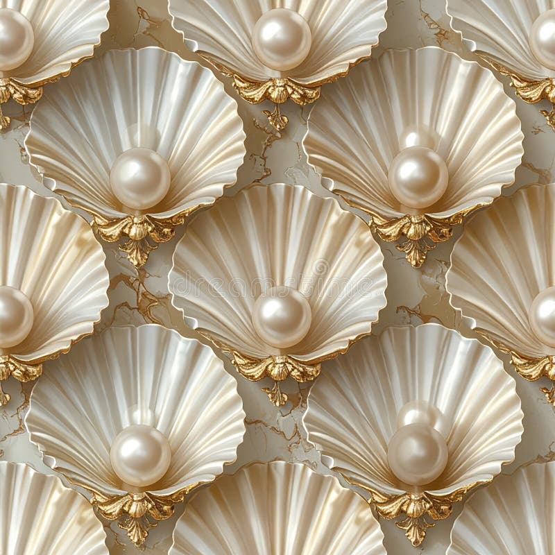 Elegant Pearl Shells Pattern vector illustration