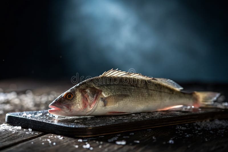 Elegant Perch Fillet Silhouette A Culinary Masterpiece Awaits Dark Background Food Photography for Restaurant Menus vector illustration
