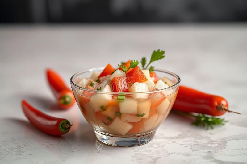 Elegant Peruvian Ceviche Dish royaltyfri illustrationer