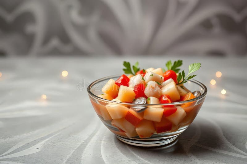Elegant Peruvian Ceviche-presentation vektor illustrationer