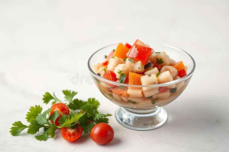 Elegant Peruvian Ceviche-presentation vektor illustrationer