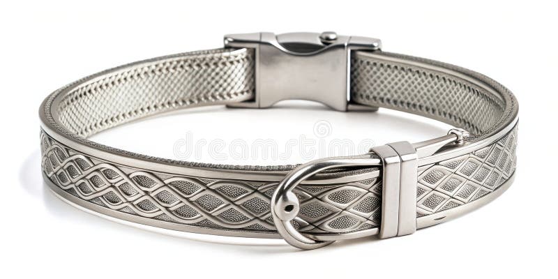 Elegant pet collar with intricate metalwork and secure clasp. Generative AI royalty free illustration