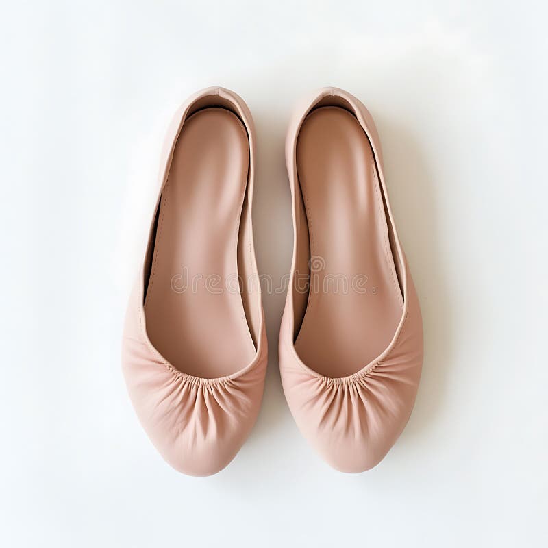 Elegant pink ballet flats: Comfortable and stylish footwear for everyday wear, on a white background stock illustration