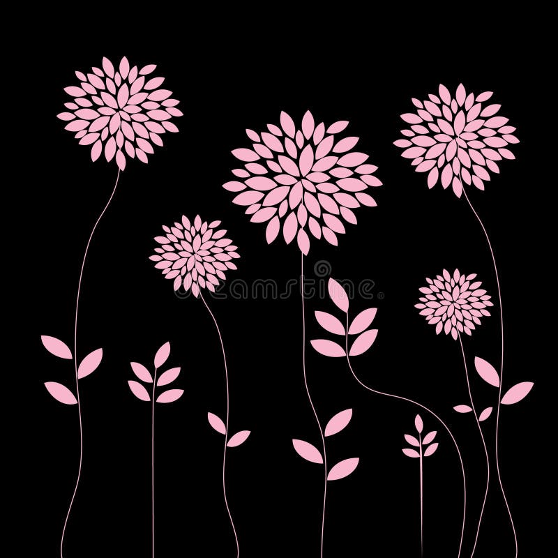 Elegant pink flowers design stock illustration