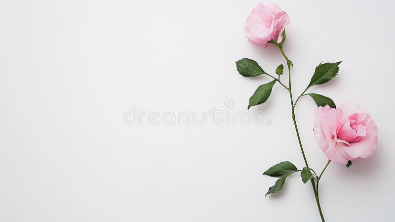 Elegant pink roses on minimalist white background royalty free illustration
