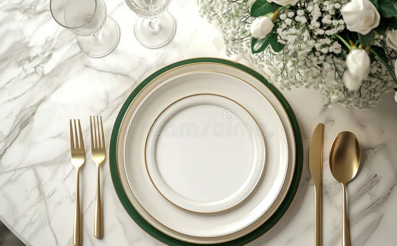 Elegant plate with place setting stock images