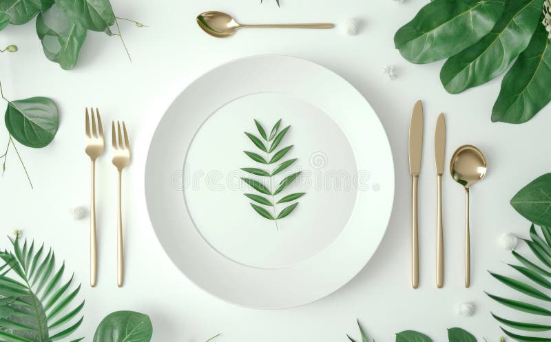 Elegant plate with place setting royalty free stock photo