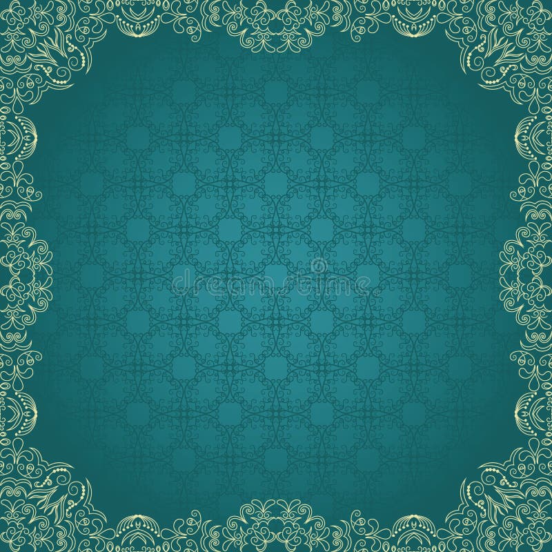 Elegant vintage square frame with damask seamless wallpaper. Elegant vintage square frame with damask seamless wallpaper