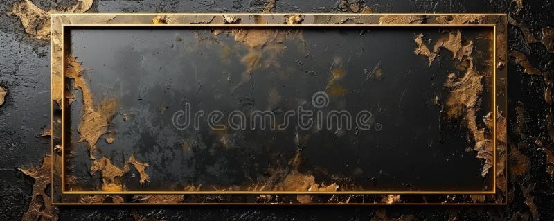 Elegant rectangular blank card with a golden frame on a dark background royalty free stock photo