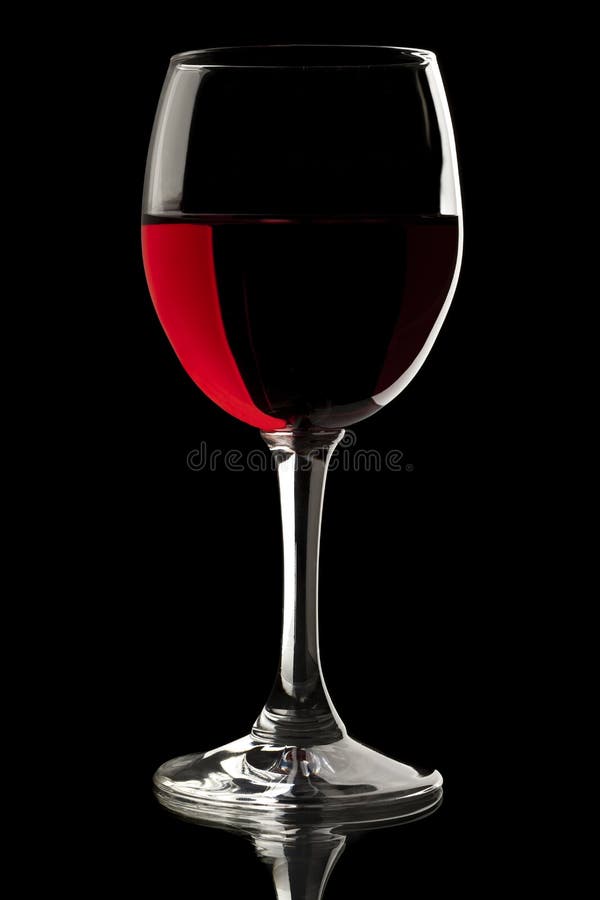 Elegant Red Wine Glass in Black Background Stock Image Image of