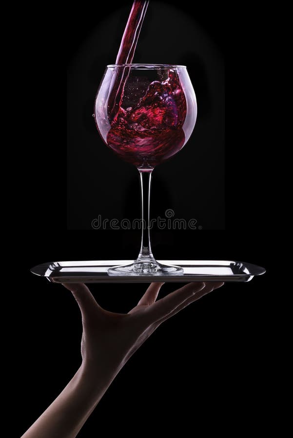 Elegant Red Wine Glass in Black Background Stock Image Image of drink