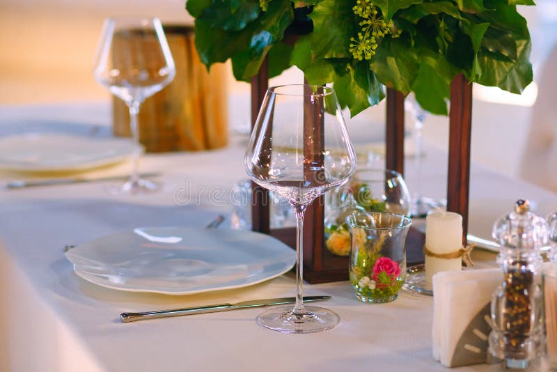 Elegant Restaurant Table Setting Service for Reception with Reserved Card Stock Image Image of