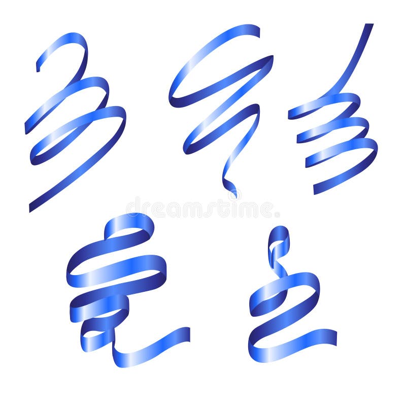 Party Decorations Blue Streamers or Curling Party Ribbons. Vector  Illustration Stock Vector - Illustration of cartoon, christmas: 126561152