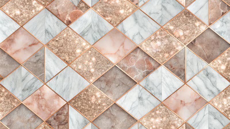 Elegant rose gold and marble geometric pattern design. Generative AI stock illustration