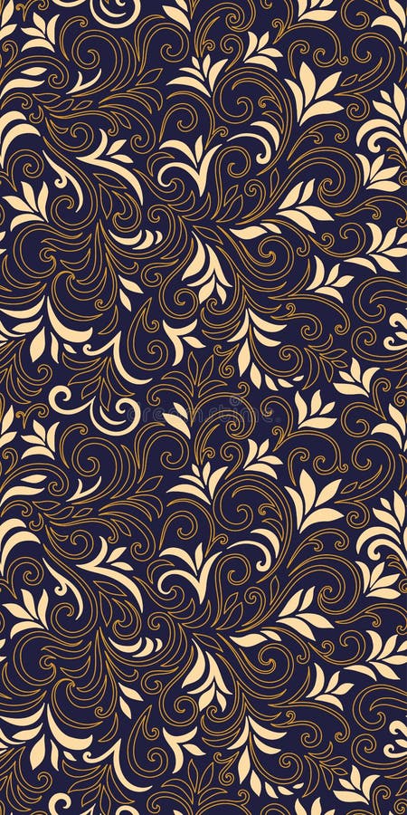 Elegant Seamless Pattern with Leaves and Curls. Luxury Floral ...