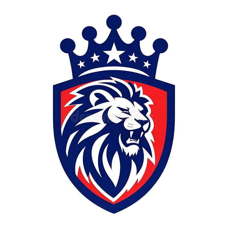 Elegant Shield Logo with Lion and Crown royalty free stock photography