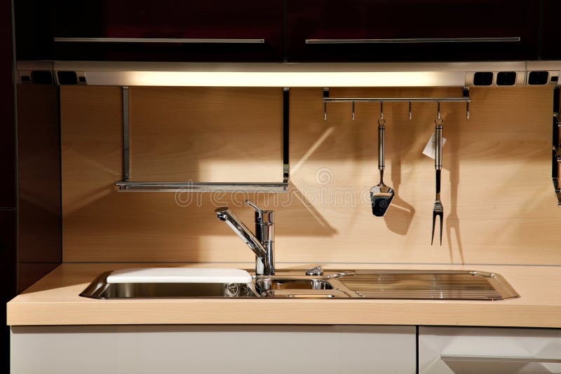 Elegant kitchen sink stock image. Image of silver, expensive 29867655