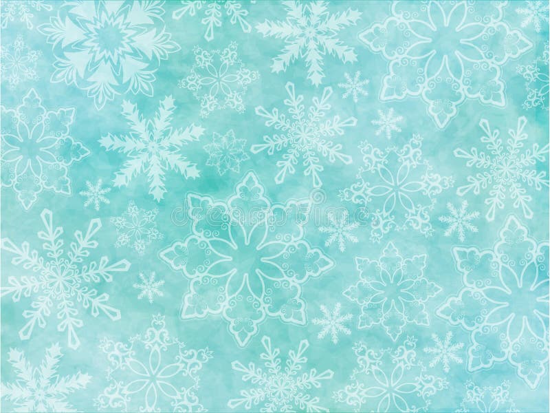 Elegant snowflake background in light teal and aqua colors royalty free illustration
