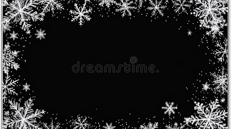 Elegant snowflake border on black background for winter designs vector illustration