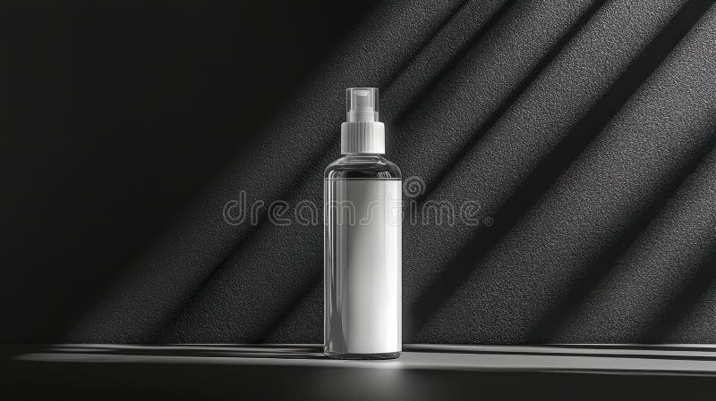 Elegant spray bottle in monochrome setting minimalistic product photography studio lighting royalty free stock photos