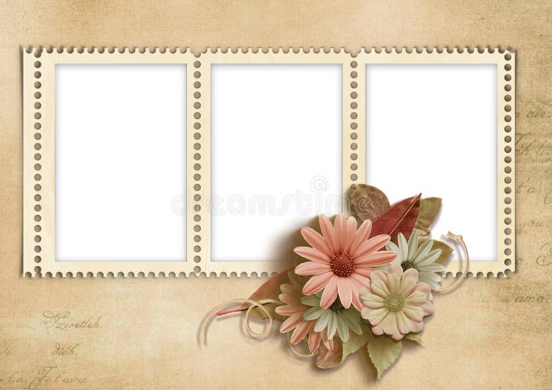 Elegant stamp-frames with autumn flowers