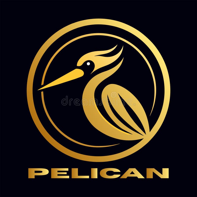 Golden Pelican with Circle Logo Stock Vector - Illustration of mascot